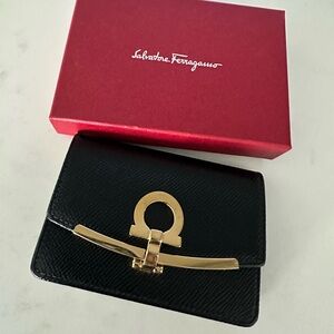 Salvatore Ferragamo Gancini coin purse in black
